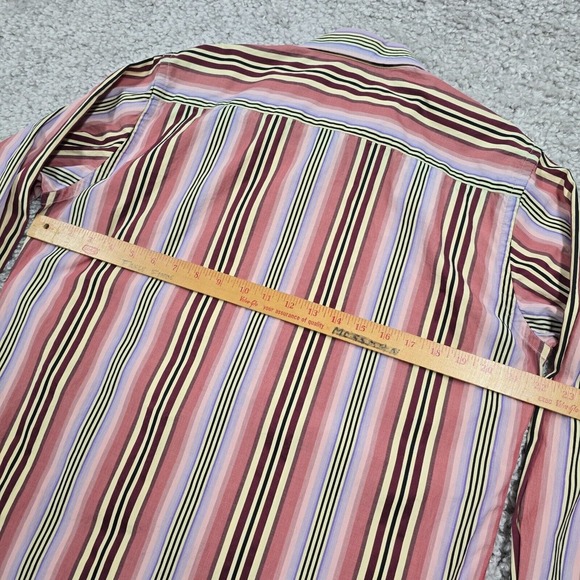 Robert Graham Shirt Mens Medium Striped Button Up Long Sleeve Flip Cuffs Office‎ - Picture 8 of 11